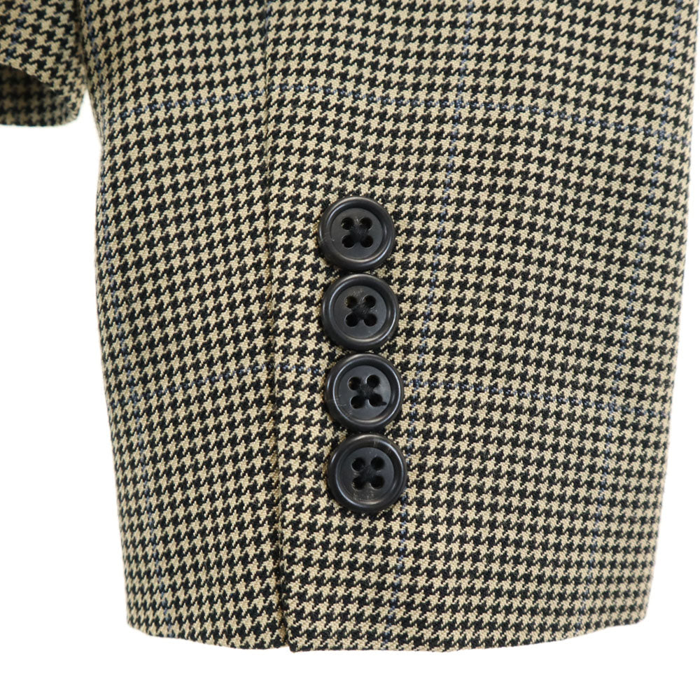 RALPH LAUREN ラルフローレン シルクブレンド ハウンドトゥース柄 ダブル テーラードジャケット 9 ベージュ レディース