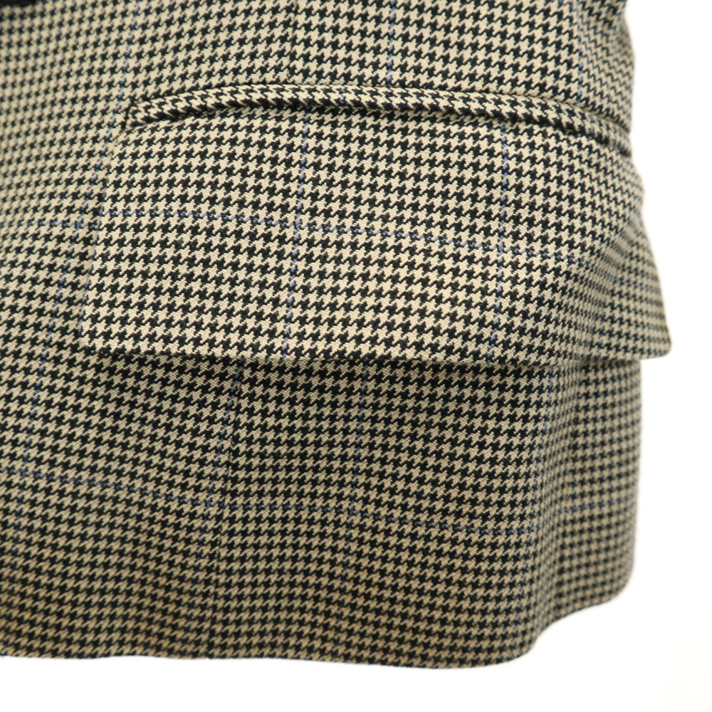 RALPH LAUREN ラルフローレン シルクブレンド ハウンドトゥース柄 ダブル テーラードジャケット 9 ベージュ レディース