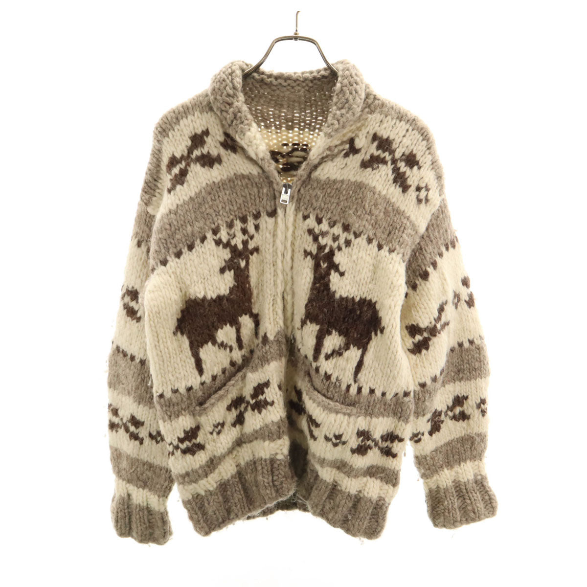 flyey hooks フライヤーフック カナダ製 ウール トナカイ カウチンジャケット ベージュ メンズ