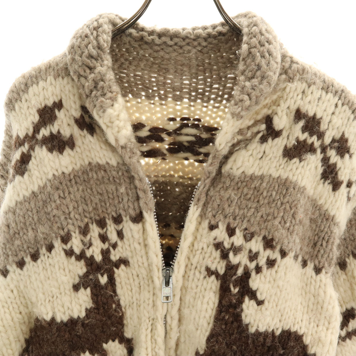 flyey hooks フライヤーフック カナダ製 ウール トナカイ カウチンジャケット ベージュ メンズ