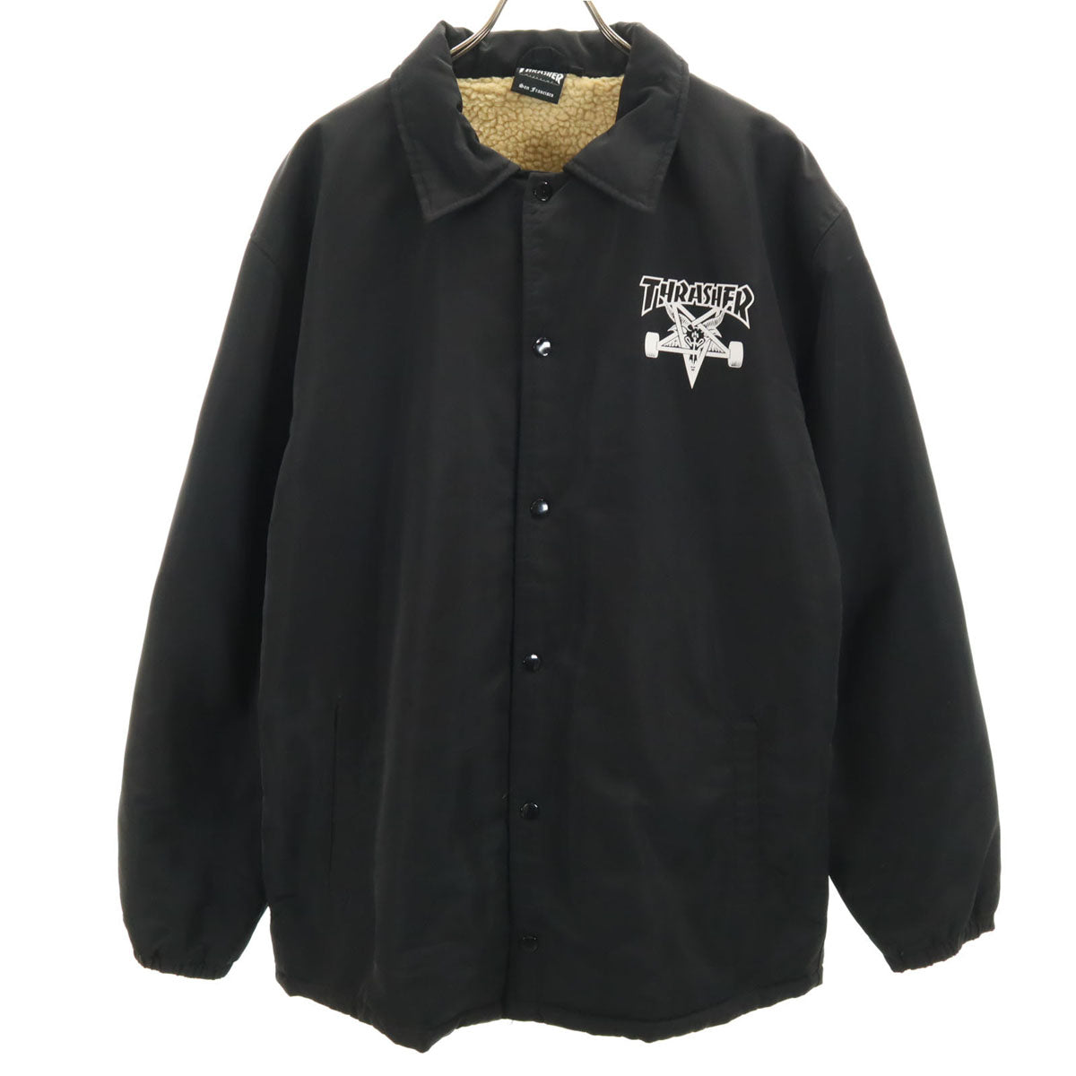 THRASHER スラッシャー コーチジャケット XL ブラック 裏ボア メンズ
