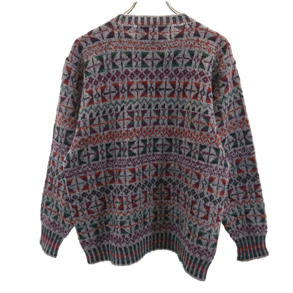 ヘイゼル シンプソン 80s スコットランド製 ヴィンテージ ネイティブ柄 長袖 セーター グレー ニット メンズ