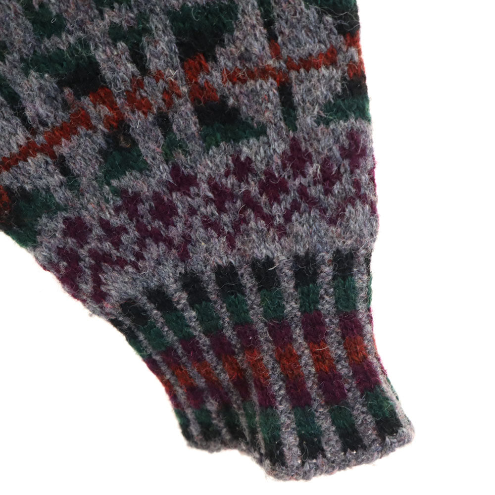 ヘイゼル シンプソン 80s スコットランド製 ヴィンテージ ネイティブ柄 長袖 セーター グレー ニット メンズ