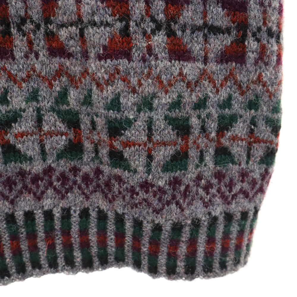 ヘイゼル シンプソン 80s スコットランド製 ヴィンテージ ネイティブ柄 長袖 セーター グレー ニット メンズ