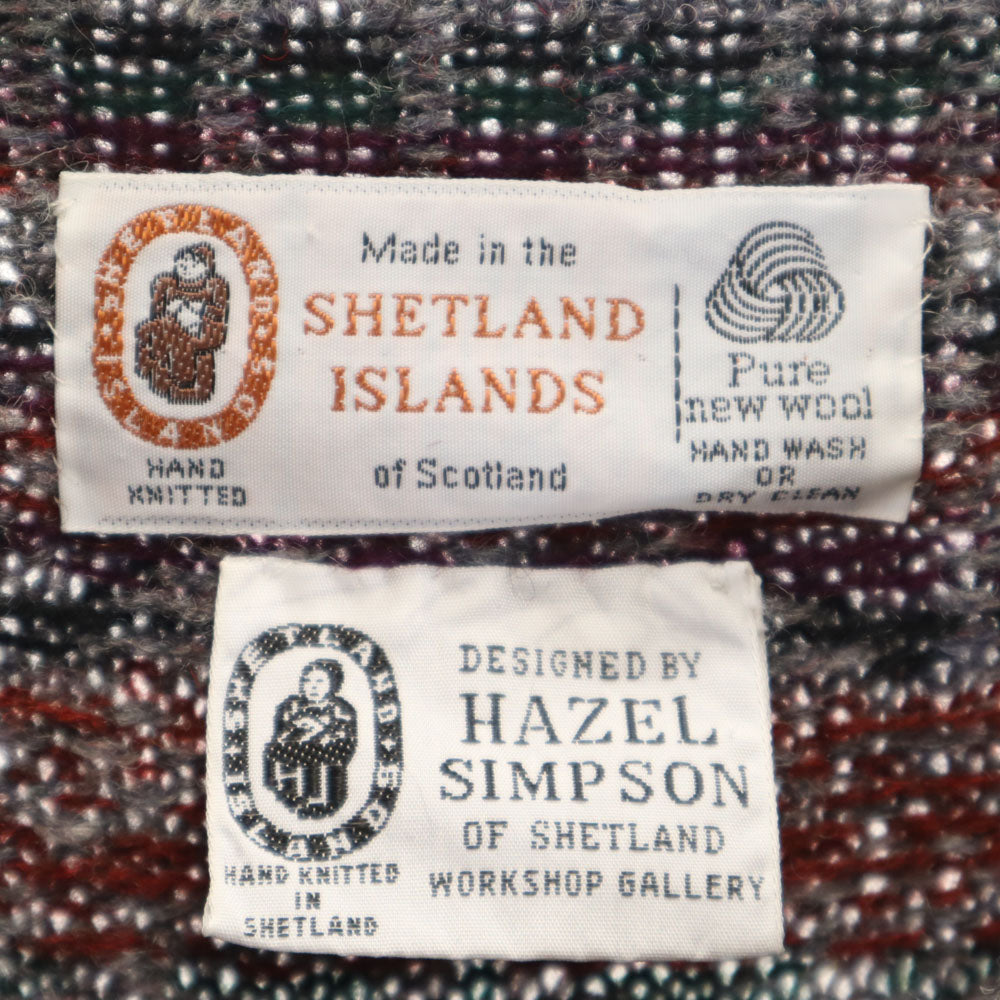 ヘイゼル シンプソン 80s スコットランド製 ヴィンテージ ネイティブ柄 長袖 セーター グレー ニット メンズ