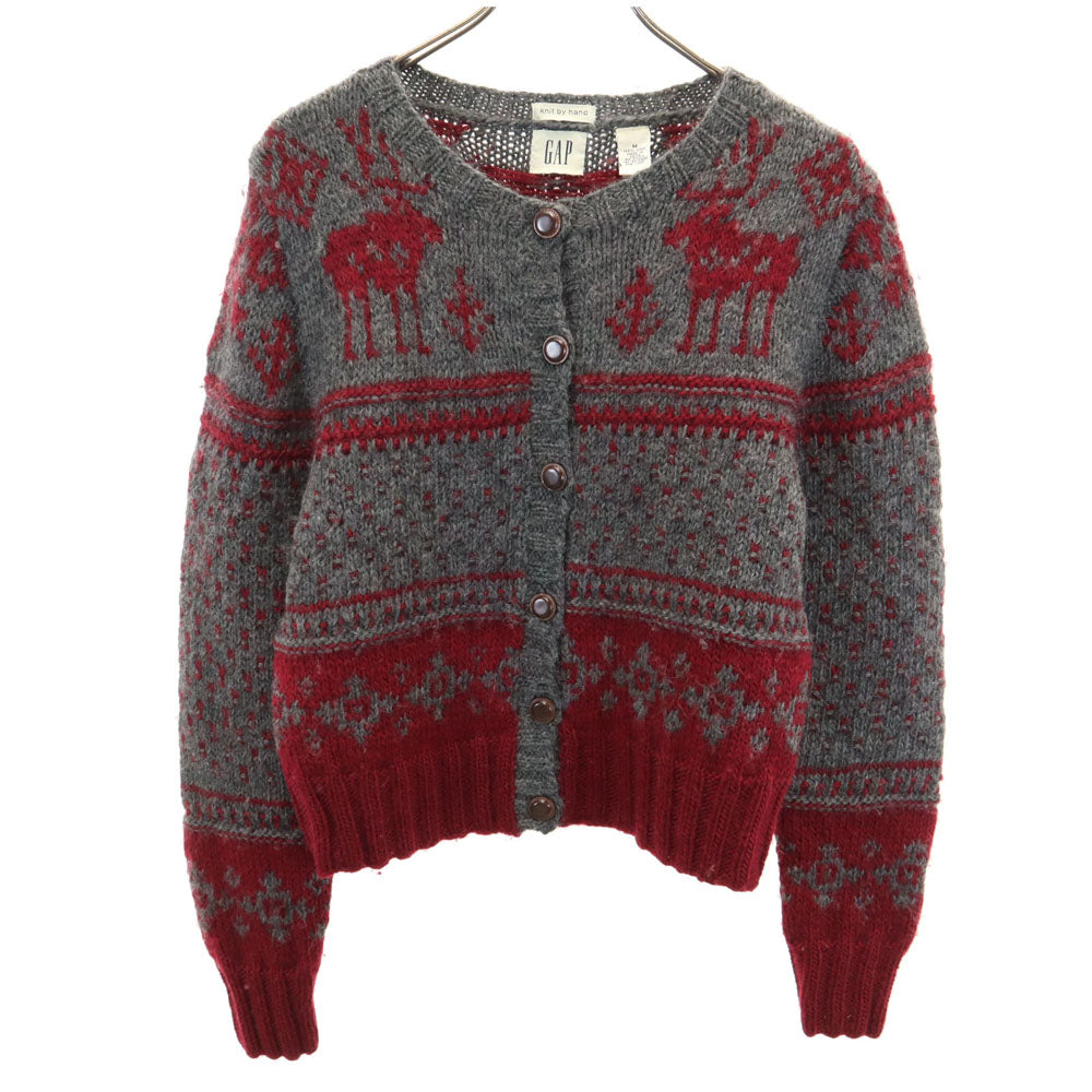 GAP ギャップ ノルディック柄 長袖 ニットカーディガン M グレー レディース
