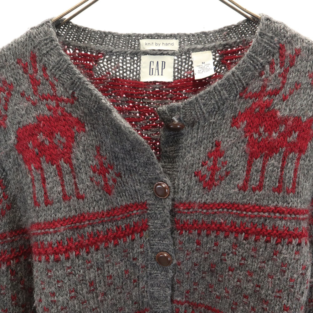 GAP ギャップ ノルディック柄 長袖 ニットカーディガン M グレー レディース