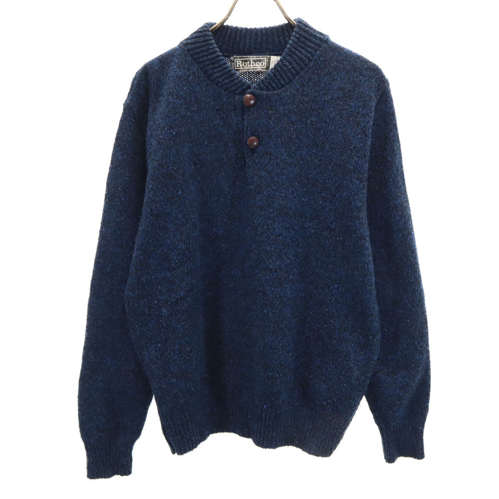 ROTHCO ロスコ 90s USA製 オールド 長袖 ヘンリーネック セーター M ネイビー ニット メンズ