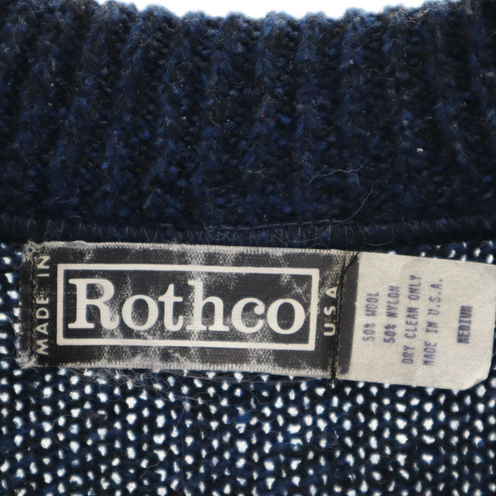 ROTHCO ロスコ 90s USA製 オールド 長袖 ヘンリーネック セーター M ネイビー ニット メンズ