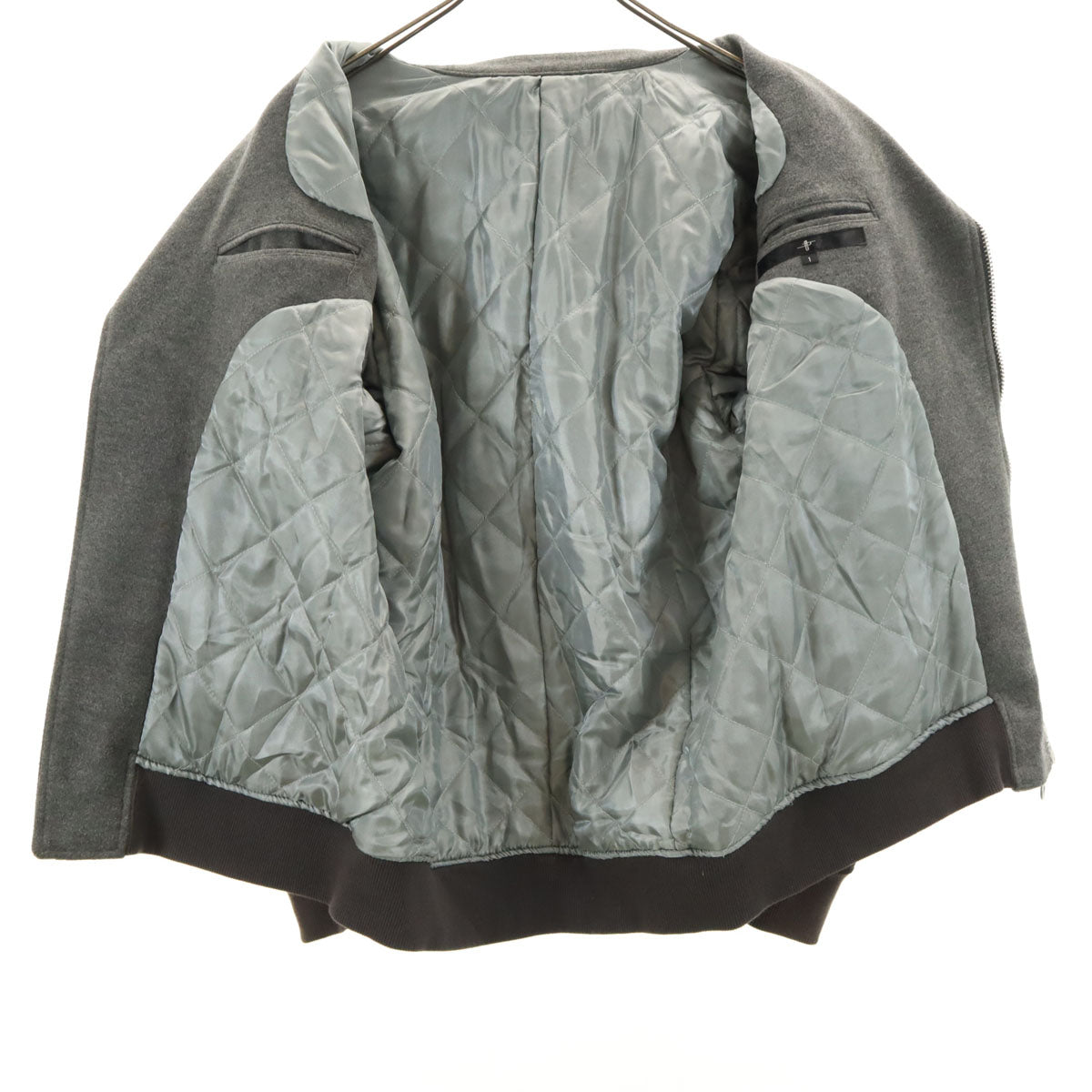 NO ID. ノーアイディ ライダースジャケット 1 グレー系 裏キルティング メンズ