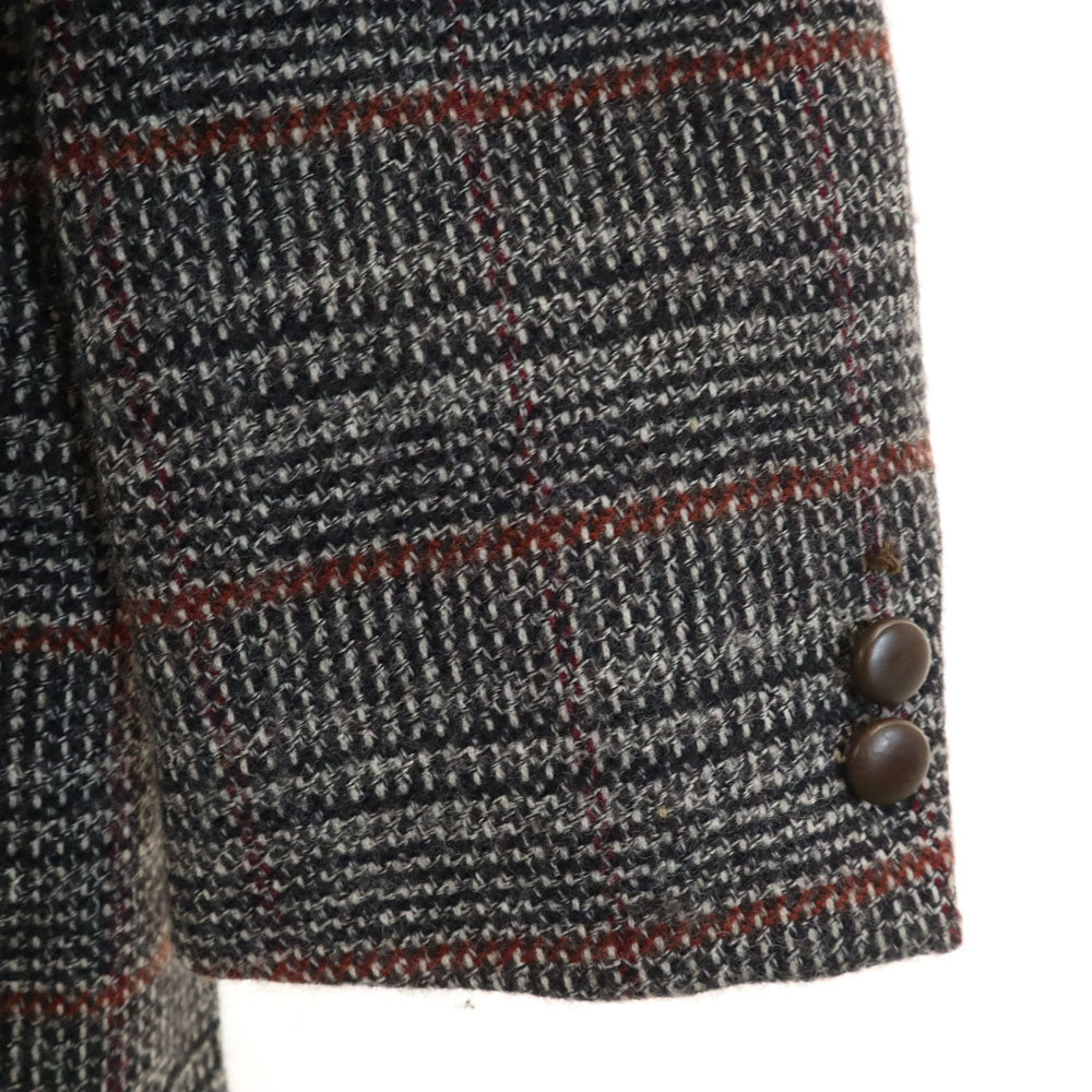 Pierre Cardin ピエールカルダン 日本製 チェック柄 ソフトツイード テーラードジャケット A5 グレー メンズ
