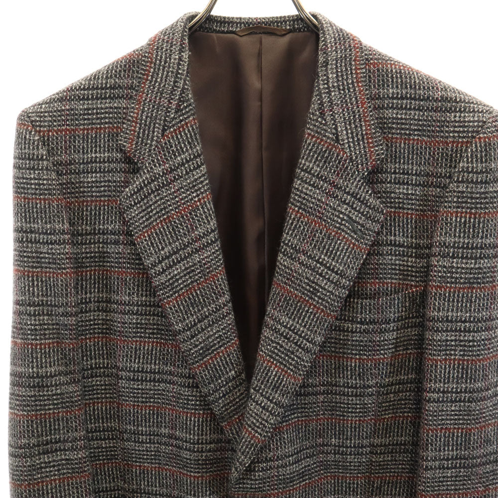 Pierre Cardin ピエールカルダン 日本製 チェック柄 ソフトツイード テーラードジャケット A5 グレー メンズ