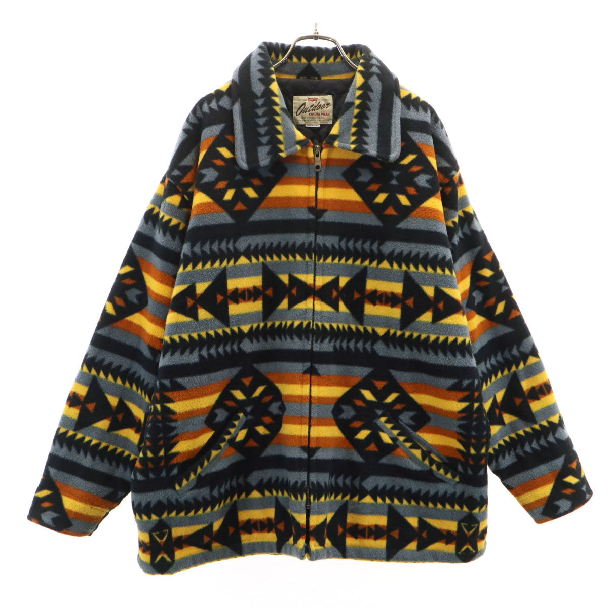 Levi's リーバイス 90s オールド ネイティブ インディアン柄 フリースジャケット M グレー系 タロンジップ 中綿 メンズ