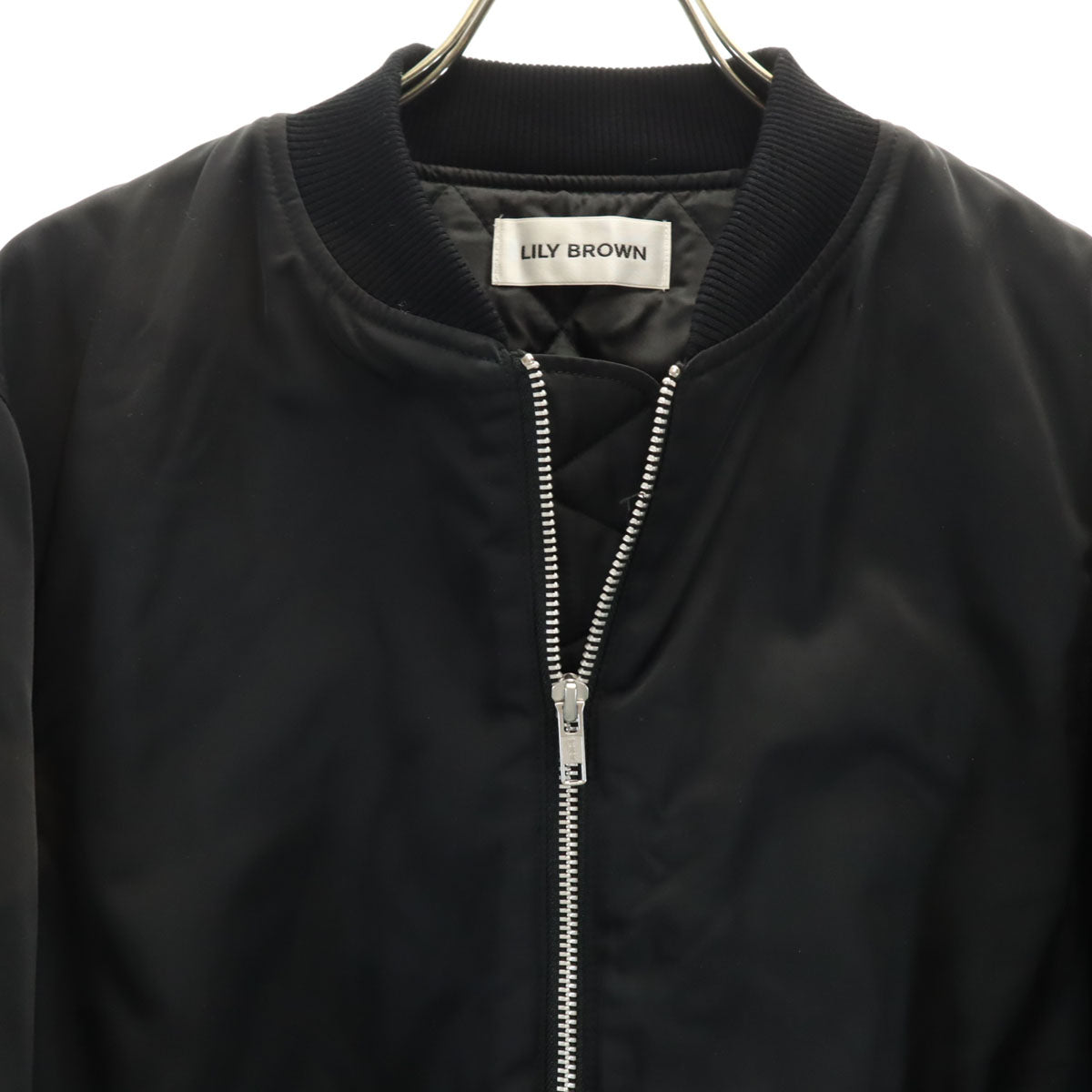 未使用 Lily Brown リリーブラウン 花刺繍 MA-1 ブルゾン F ブラック タグ付き レディース