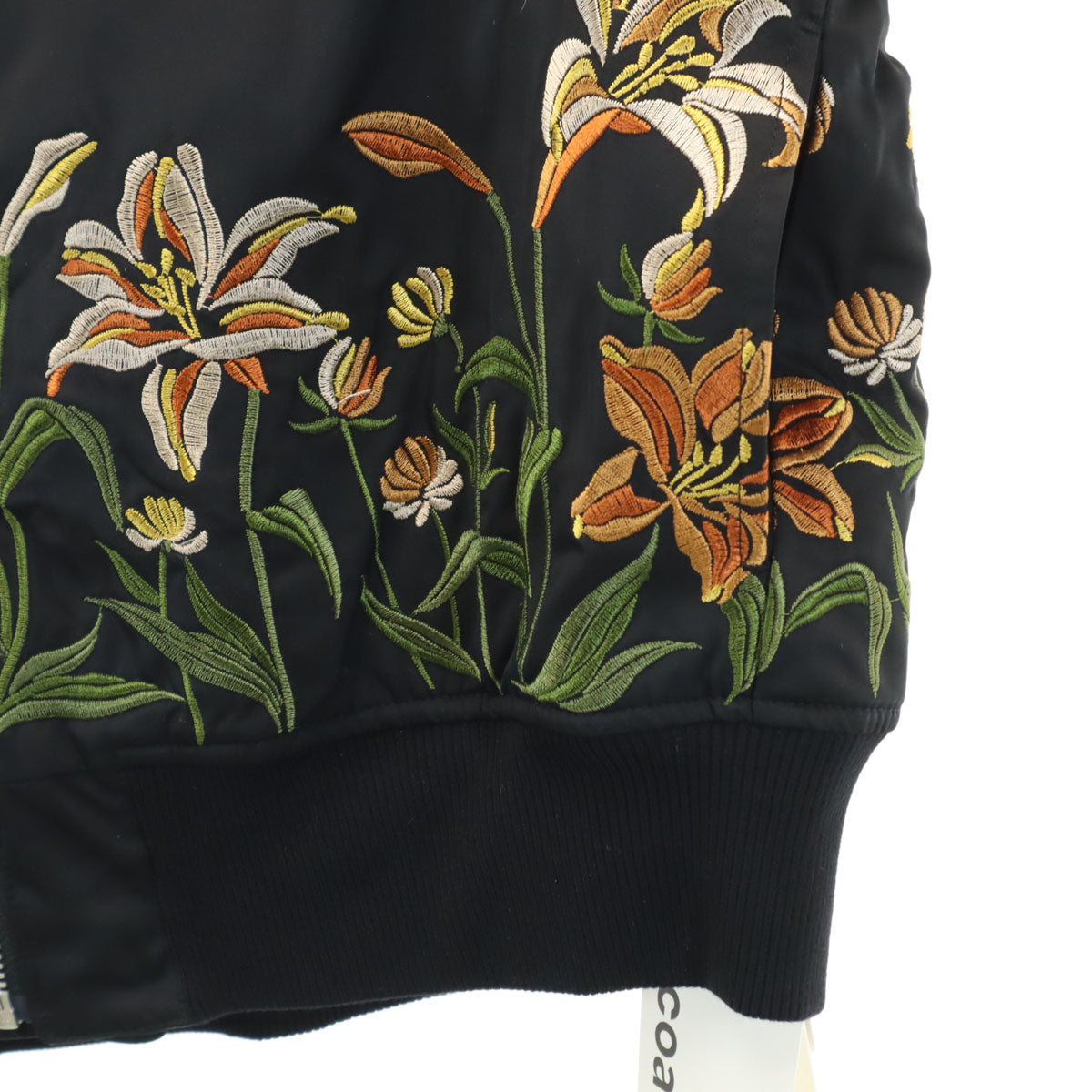未使用 Lily Brown リリーブラウン 花刺繍 MA-1 ブルゾン F ブラック タグ付き レディース