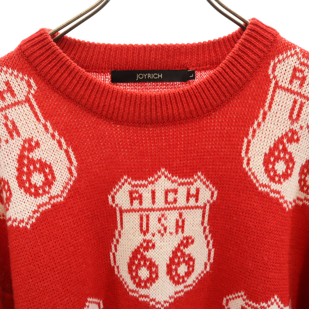 JOYRICH ジョイリッチ 総柄 長袖 セーター L レッド ニット メンズ