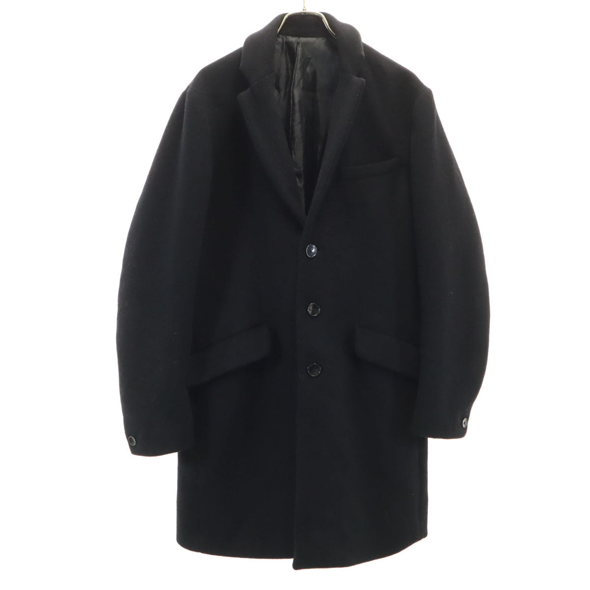 STUDIOUS ステュディオス 日本製 ウールブレンド チェスターコート 3 ブラック メンズ