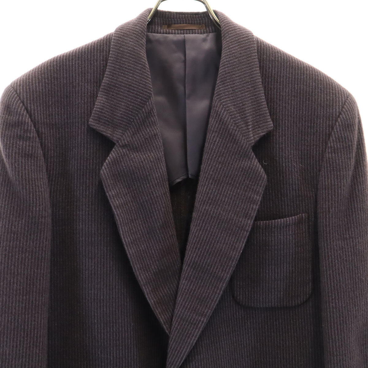 LANVIN ランバン 90s ウールブレンド オールド ストライプ テーラードジャケット 48-35 パープル系 メンズ