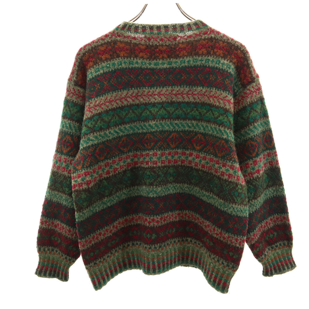 ヘイゼル シンプソン 80s スコットランド製 ヴィンテージ フェアアイル柄 長袖 セーター グリーン系 ニット メンズ