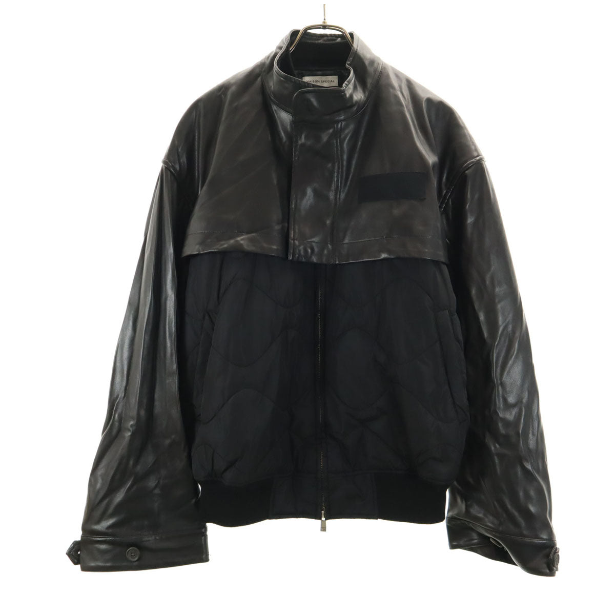 MAISON SPECIAL メゾンスペシャル 異素材コンビ レイヤリング プライムオーバーモッズ ブルゾン 2 ブラック レディース