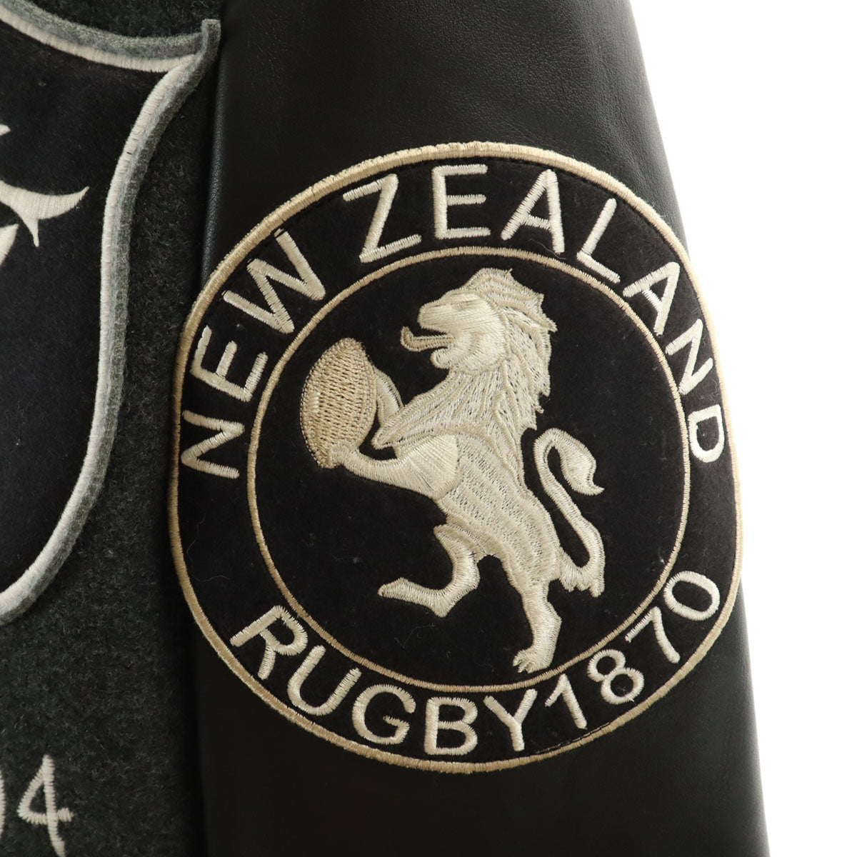 CANTERBURY OF NEW ZEALAND カンタベリー ウールブレンド ラグビー 袖レザー切替 スタジャン L グレー メンズ