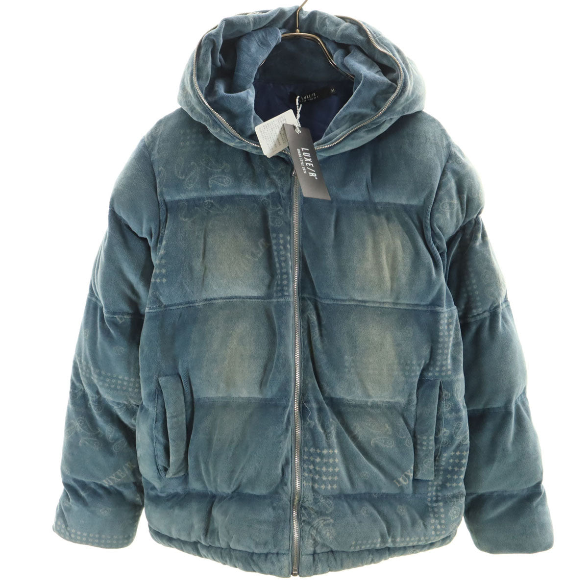 未使用 LUXE/R URBAN STYLE ラグジュ アーバンスタイル 総柄 中綿ジャケット M ブルー系 メンズ