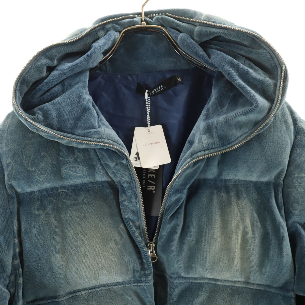 未使用 LUXE/R URBAN STYLE ラグジュ アーバンスタイル 総柄 中綿ジャケット M ブルー系 メンズ