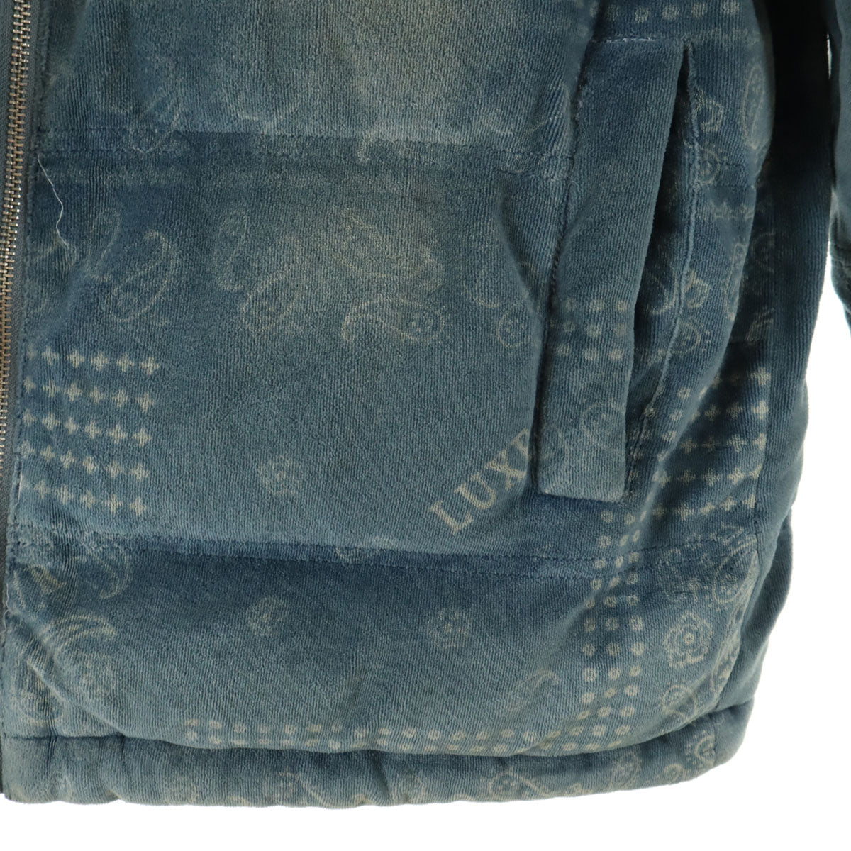 未使用 LUXE/R URBAN STYLE ラグジュ アーバンスタイル 総柄 中綿ジャケット M ブルー系 メンズ