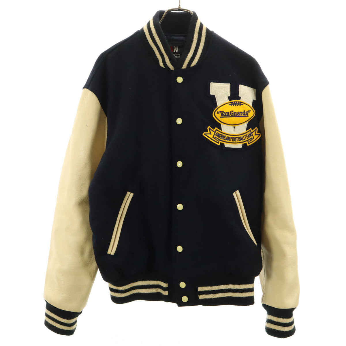 VAN JACKET ヴァンヂャケット 日本製 スタジャン LL ネイビー 袖レザー メンズ