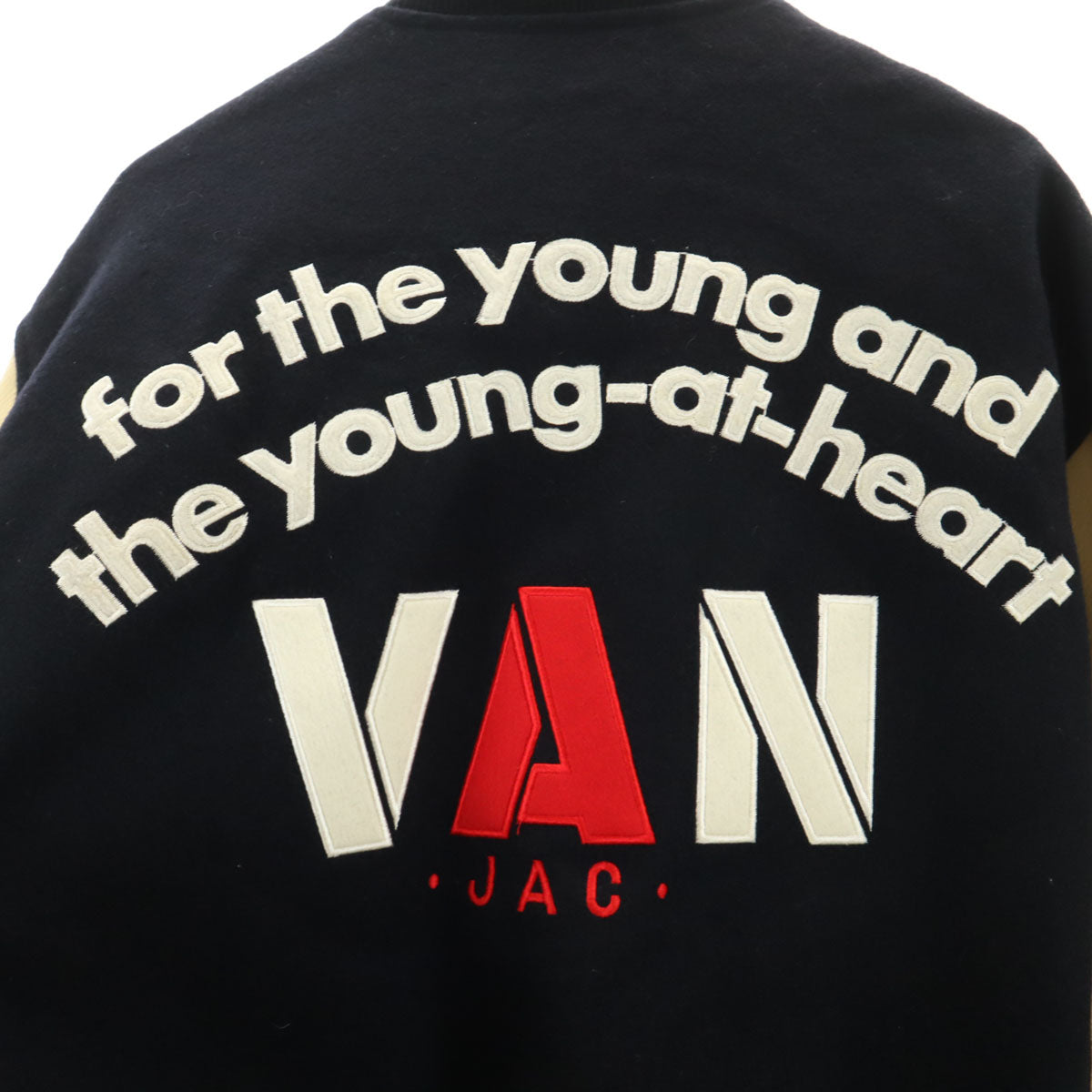 VAN JACKET ヴァンヂャケット 日本製 スタジャン LL ネイビー 袖レザー メンズ