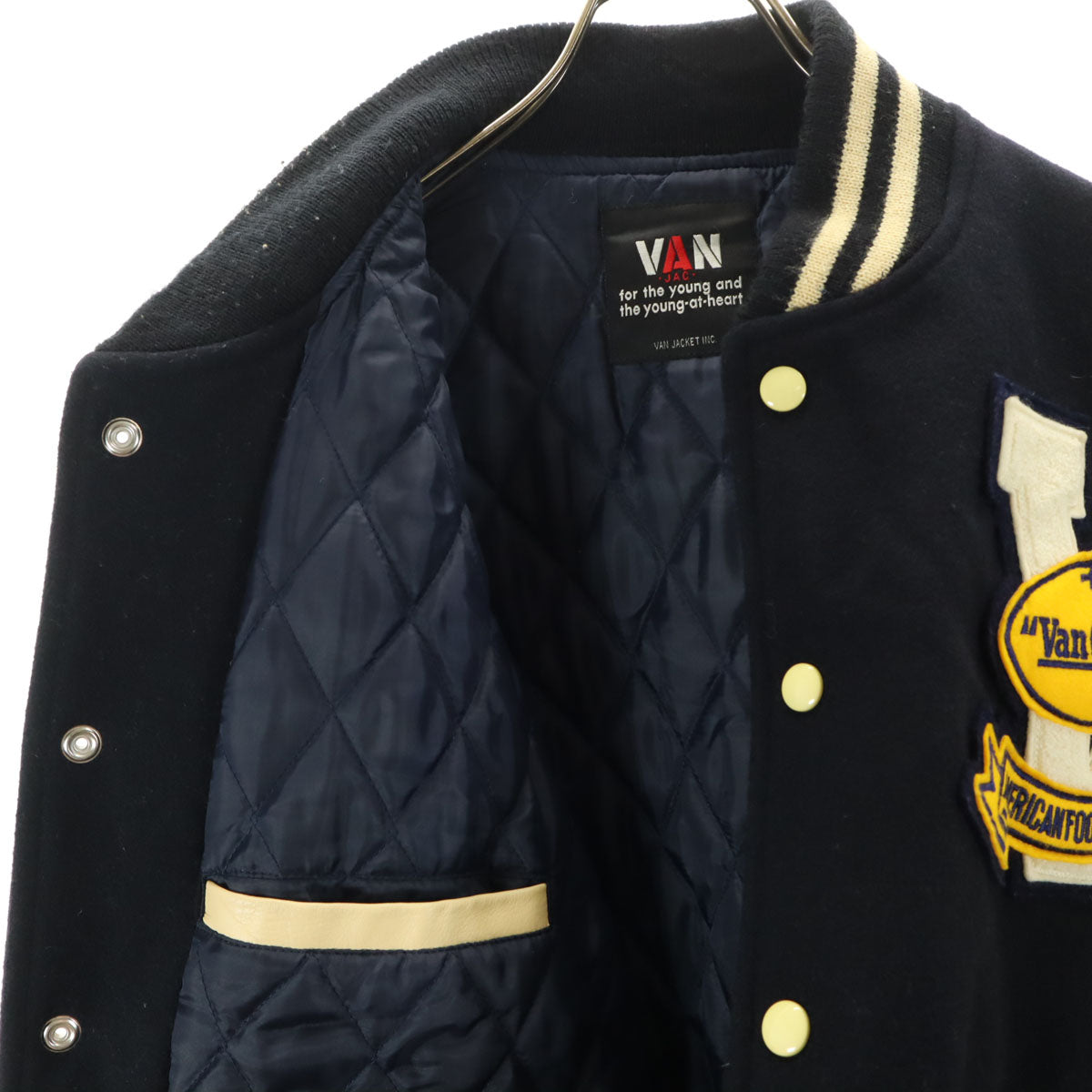 VAN JACKET ヴァンヂャケット 日本製 スタジャン LL ネイビー 袖レザー メンズ