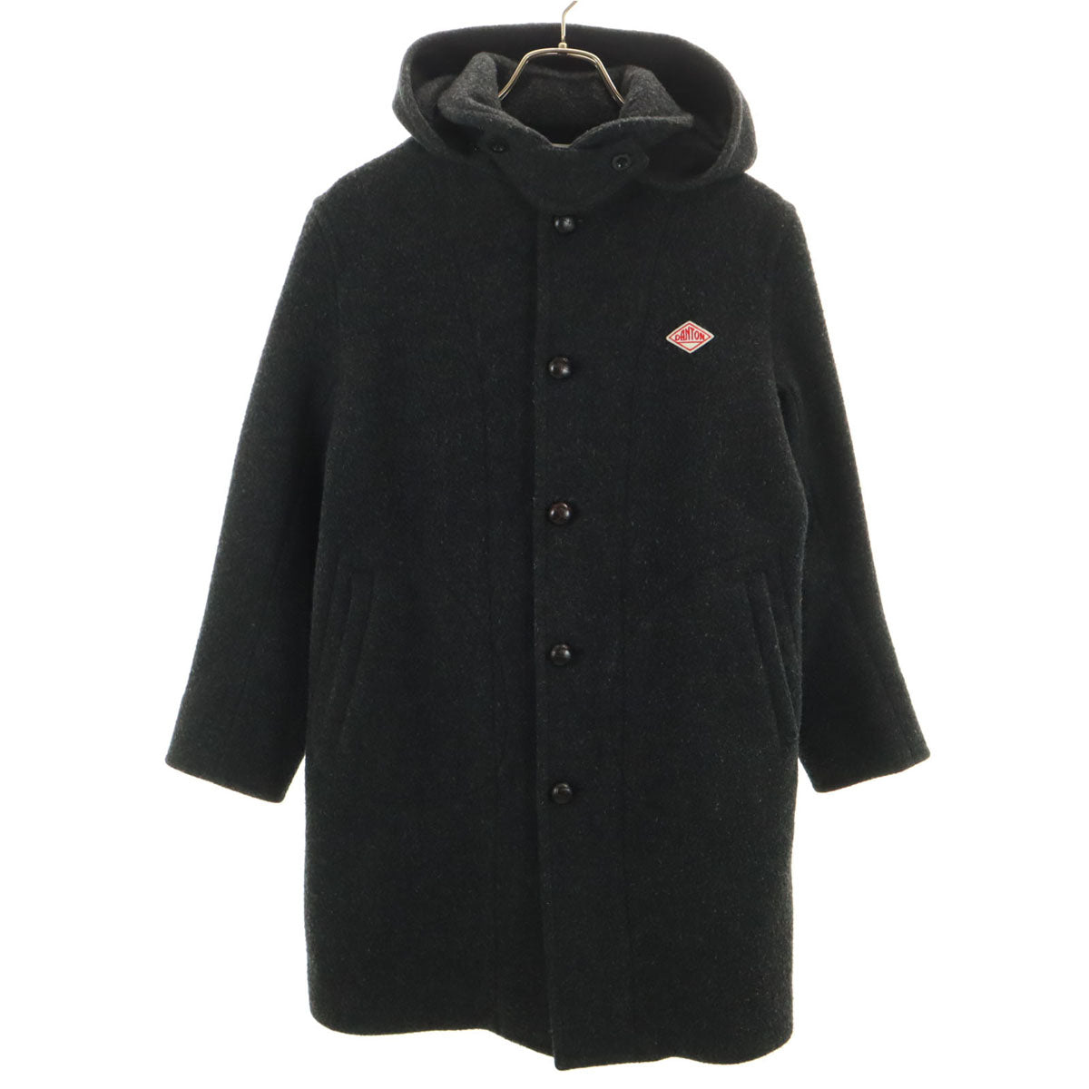 Danton ダントン 日本製 ウールモッサ コート 36 グレー 丸襟 くるみボタン レディース