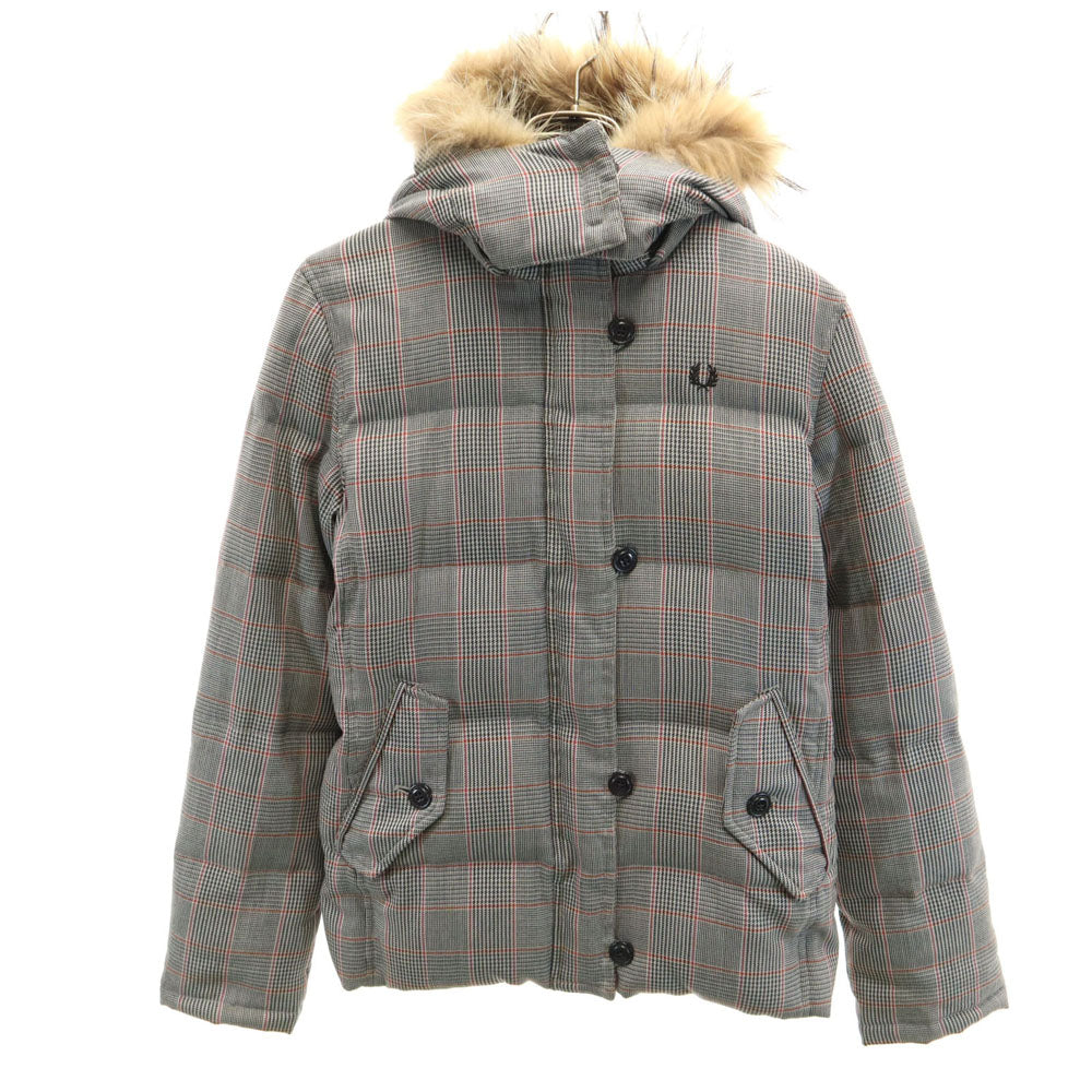 FRED PERRY フレッドペリー グレンチェック ダウンジャケット L グレー レディース