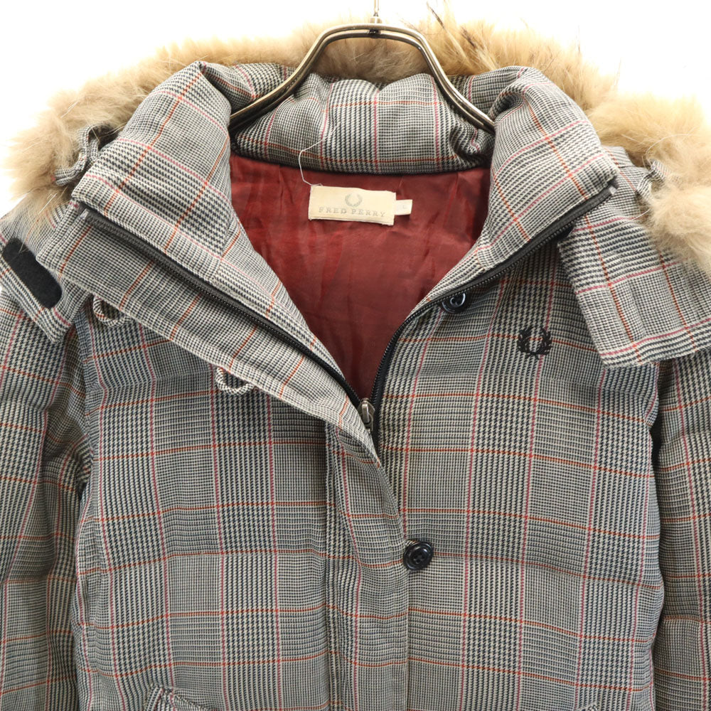 FRED PERRY フレッドペリー グレンチェック ダウンジャケット L グレー レディース
