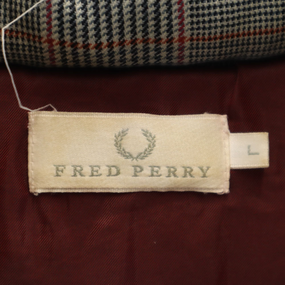 FRED PERRY フレッドペリー グレンチェック ダウンジャケット L グレー レディース