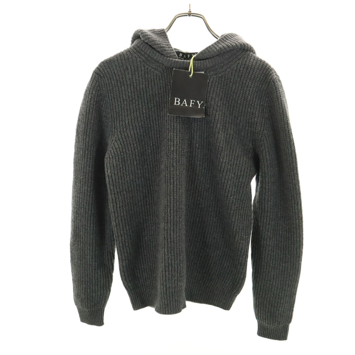 美品 BAFY バフィ イタリア製 BEAMS ビームス別注 長袖 ニット パーカー 46 チャコールグレー セーター メンズ