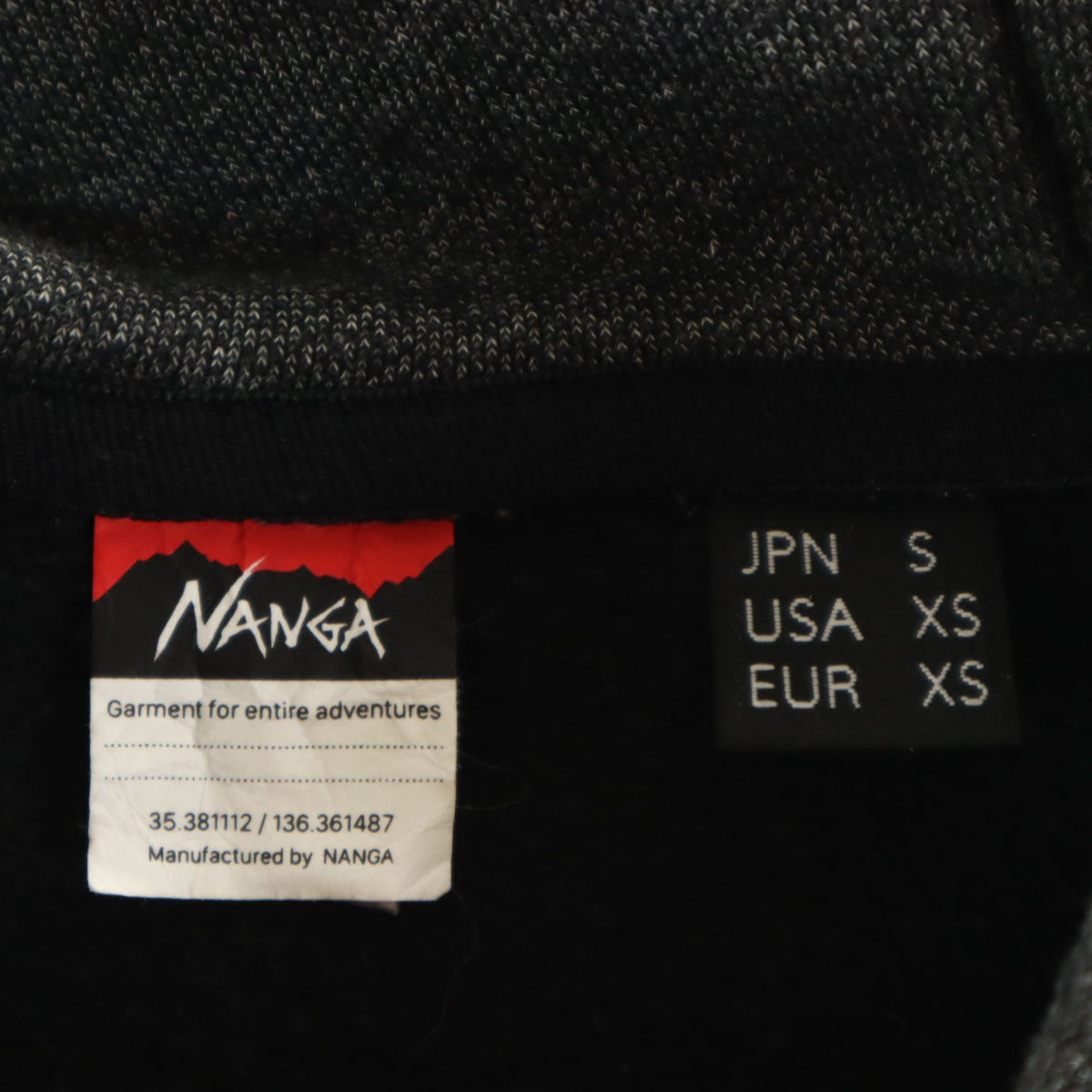 NANGA ナンガ 長袖 スウェットパーカー S チャコールグレー メンズ