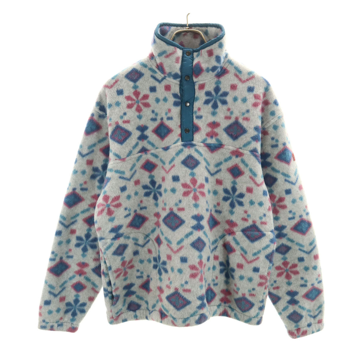 VERBIER 90s カナダ製 オールド ノルディック柄 長袖 フリース トレーナー M グレー プルオーバー メンズ