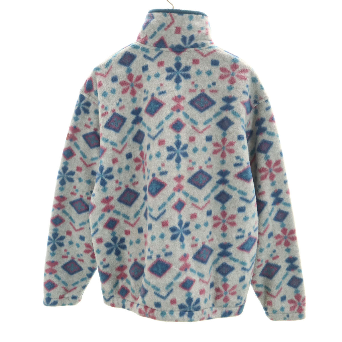 VERBIER 90s カナダ製 オールド ノルディック柄 長袖 フリース トレーナー M グレー プルオーバー メンズ