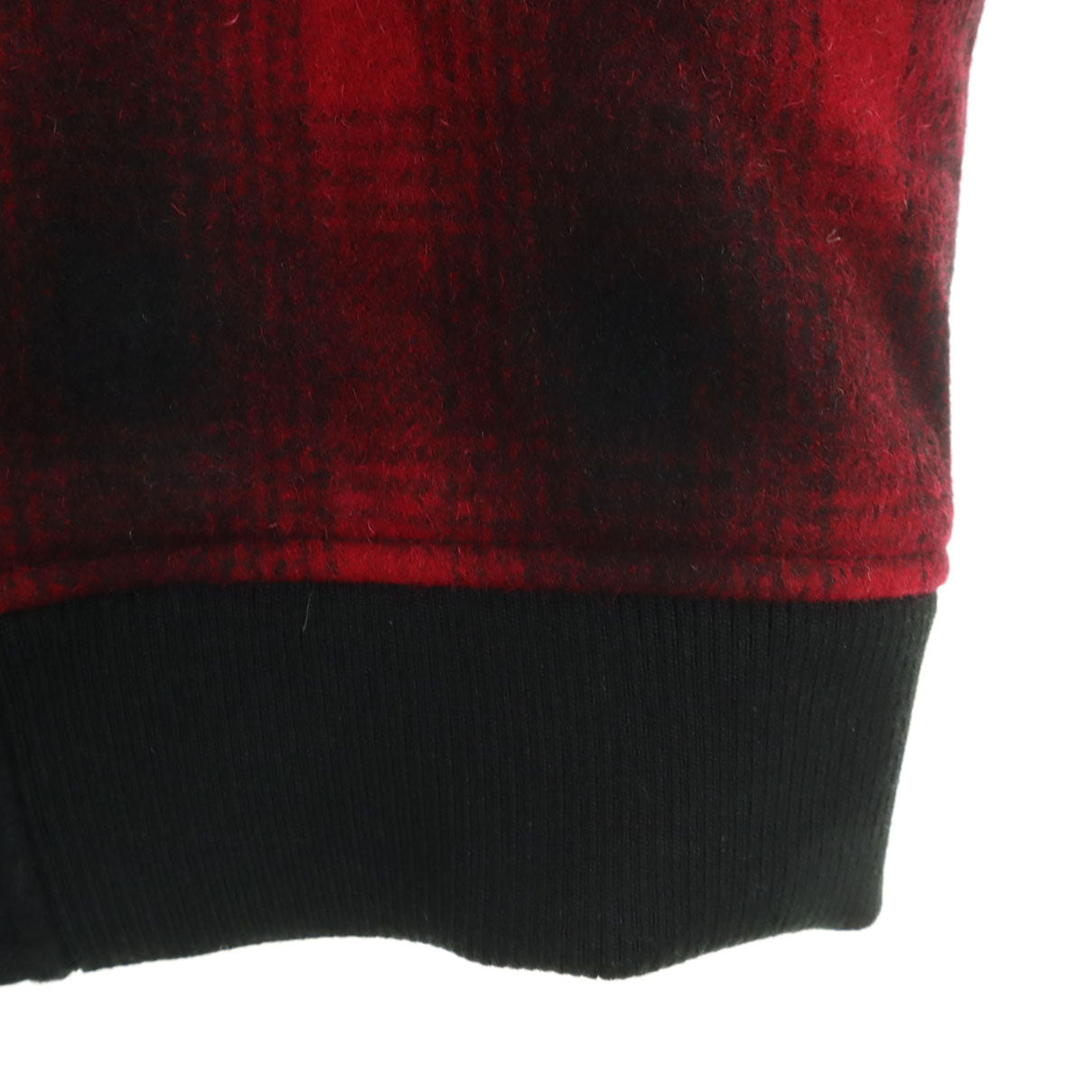 VANSON バンソン ウールブレンド チェック スタジャン M レッド TALONジップ メンズ