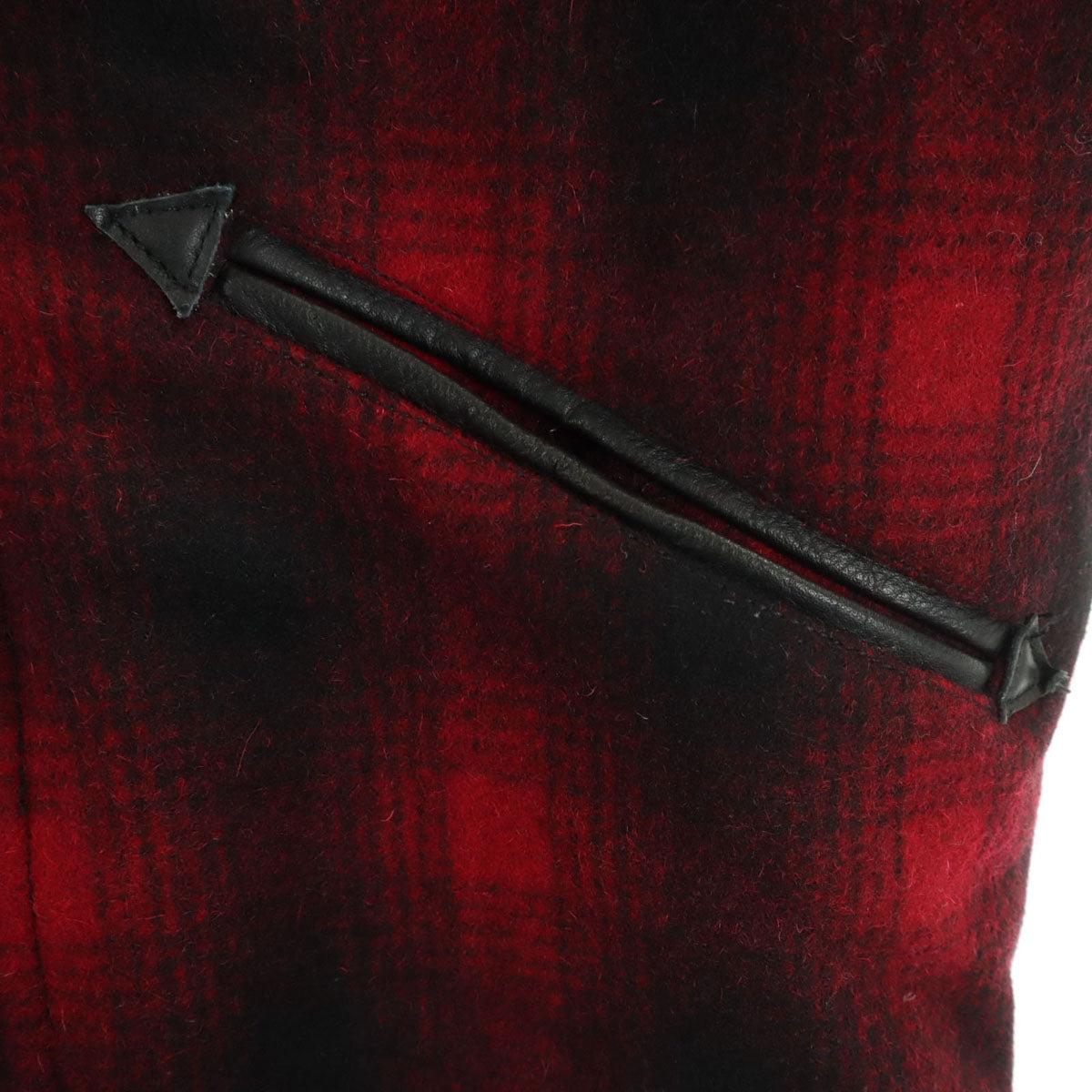 VANSON バンソン ウールブレンド チェック スタジャン M レッド TALONジップ メンズ