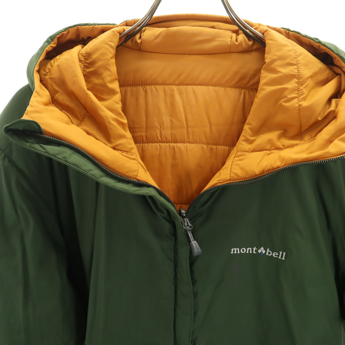 未使用 mont-bell モンベル サーマランド 中綿ジャケット L グリーン 収納袋付き リバーシブル メンズ