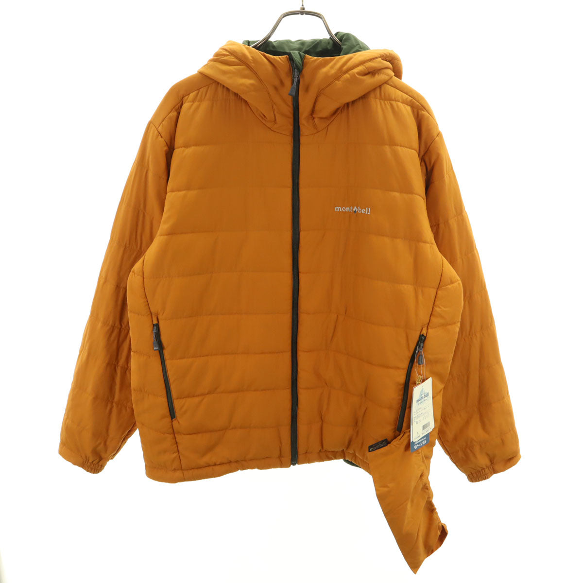 未使用 mont-bell モンベル サーマランド 中綿ジャケット L グリーン 収納袋付き リバーシブル メンズ