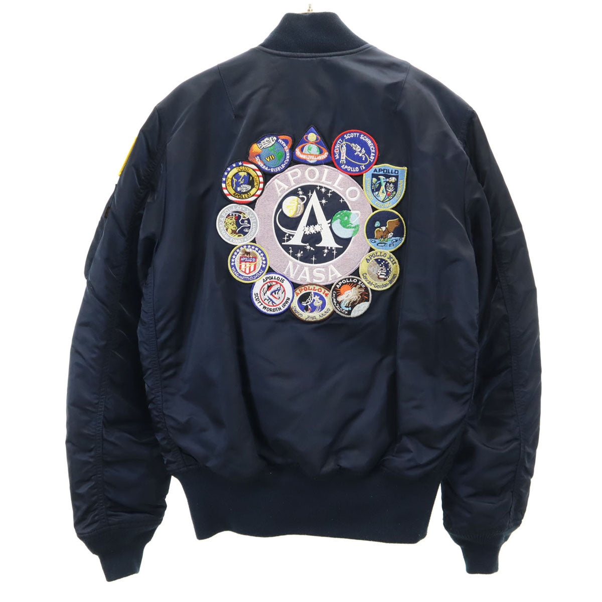 ALPHA アルファ APOLLO NASA ワッペン MA-1 フライトジャケット M ネイビー 中綿 メンズ