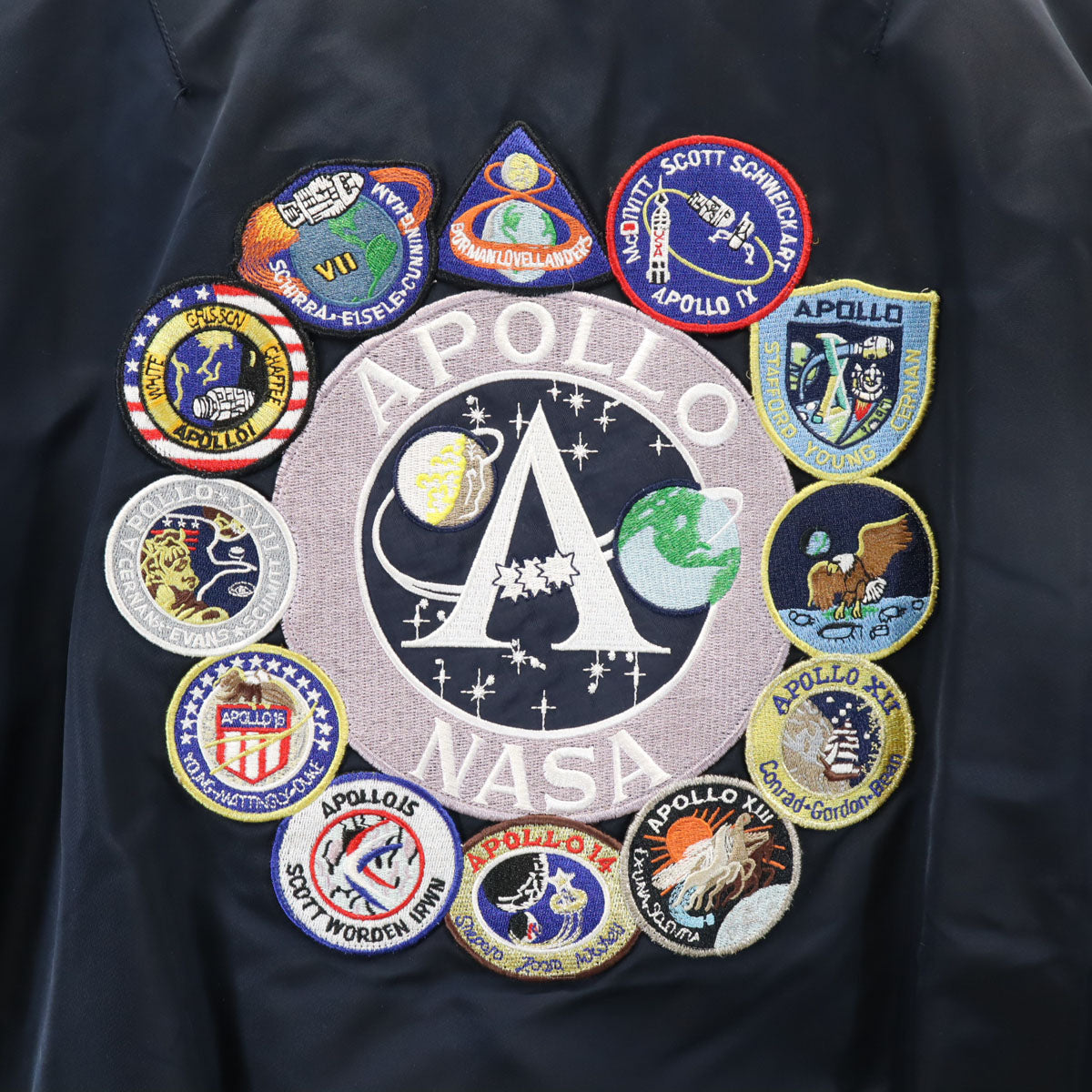 ALPHA アルファ APOLLO NASA ワッペン MA-1 フライトジャケット M ネイビー 中綿 メンズ