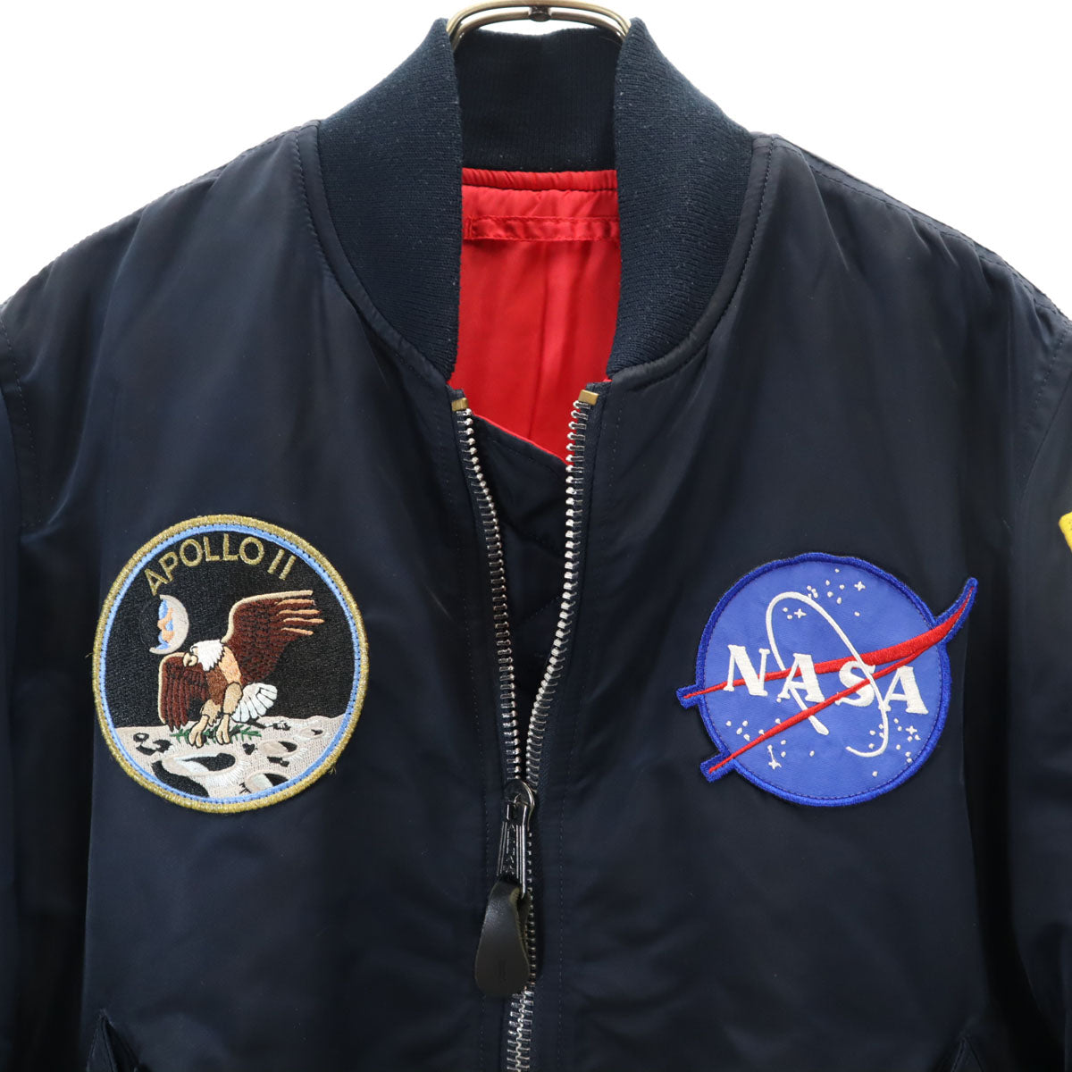 ALPHA アルファ APOLLO NASA ワッペン MA-1 フライトジャケット M ネイビー 中綿 メンズ