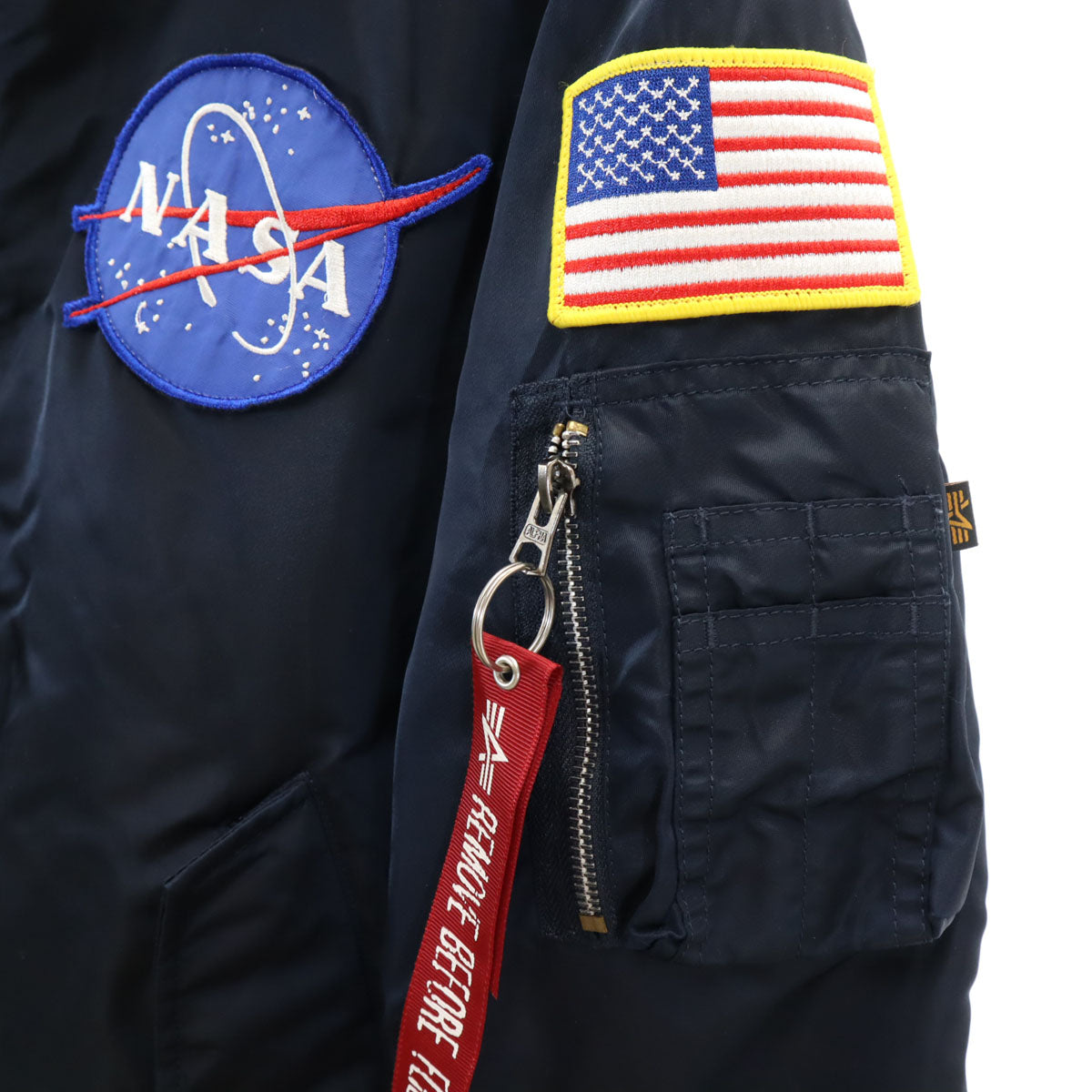 ALPHA アルファ APOLLO NASA ワッペン MA-1 フライトジャケット M ネイビー 中綿 メンズ