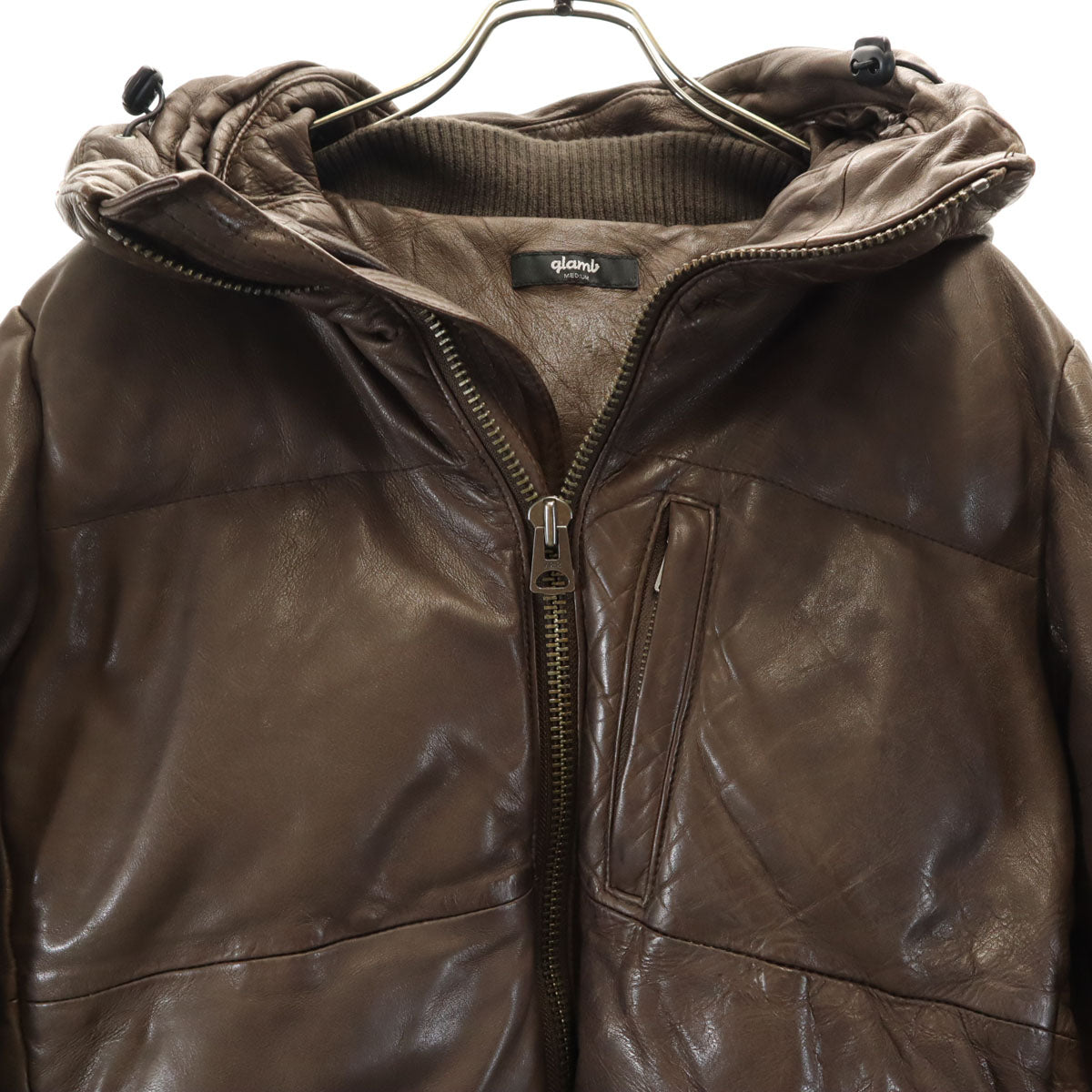glamb グラム 羊革レザー 中綿ジャケット M ブラウン メンズ
