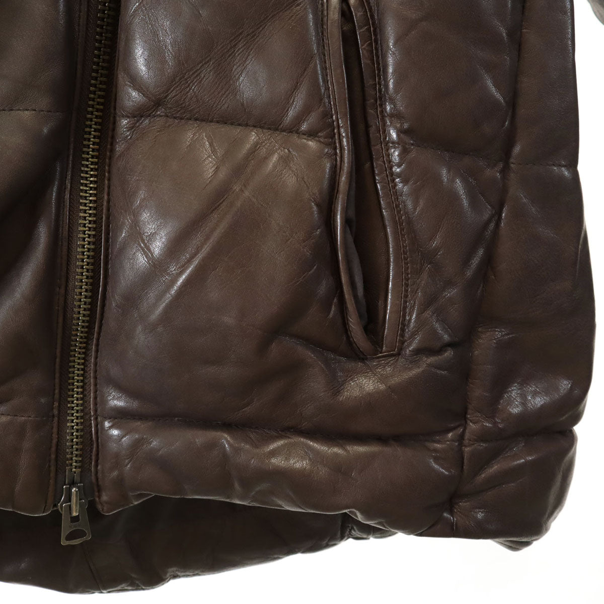 glamb グラム 羊革レザー 中綿ジャケット M ブラウン メンズ