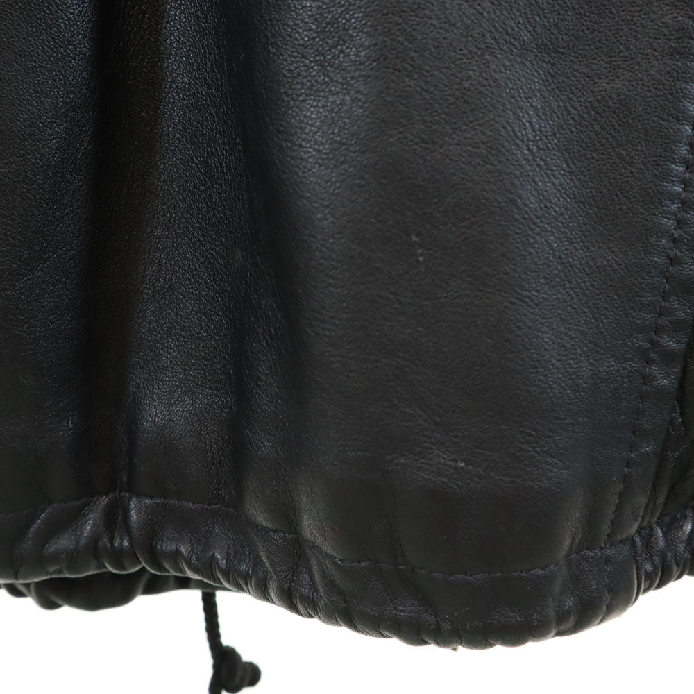 OTELLO PELLE フーデッド レザーコート M ブラック 中綿 レディース